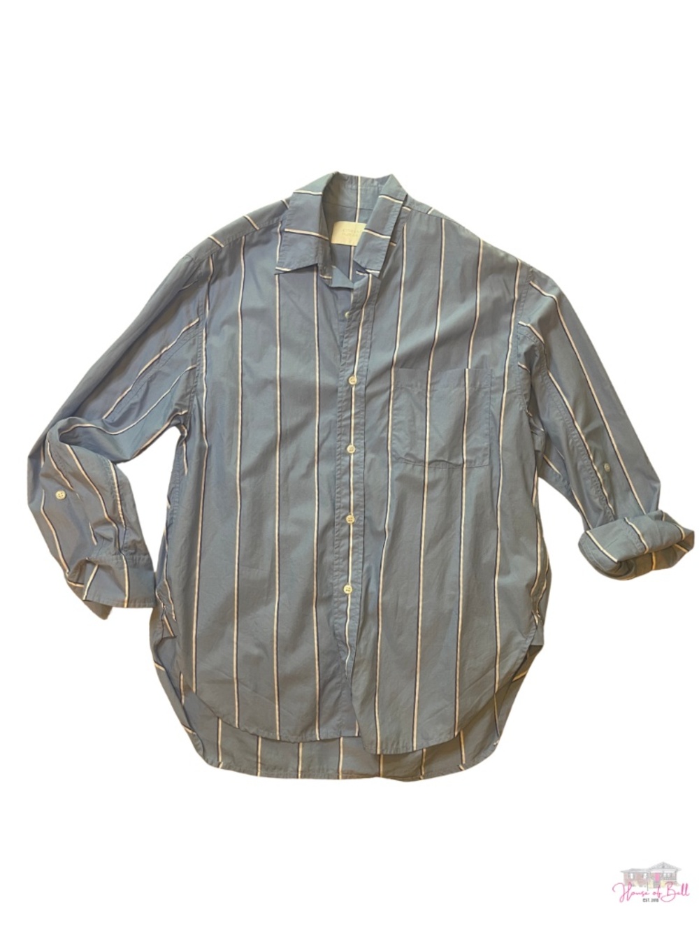 Citizens of Humanity Blue Striped Oversized Button-Down Shirt Size Small